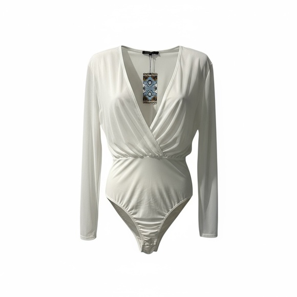 Boohoo Tops - Boohoo Elegant White Sheer Bodysuit New with Tag